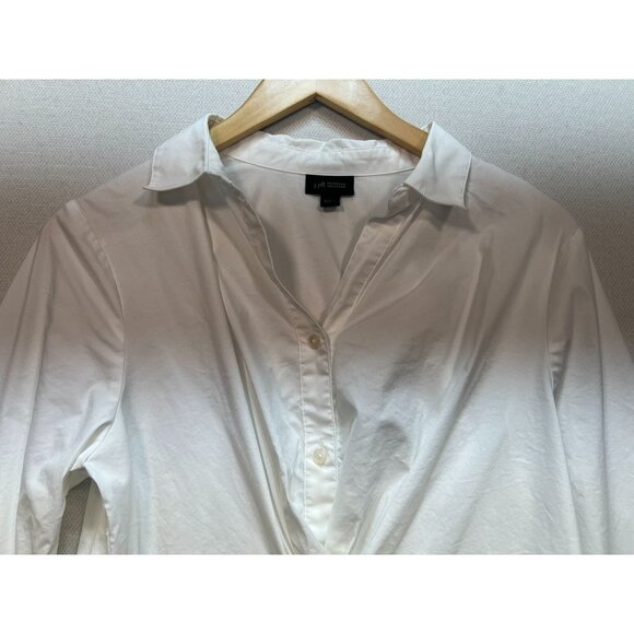 J.Jill Womens Wearever Collection Button Front Blouse White Long-Sleeve Casual - Picture 4 of 12